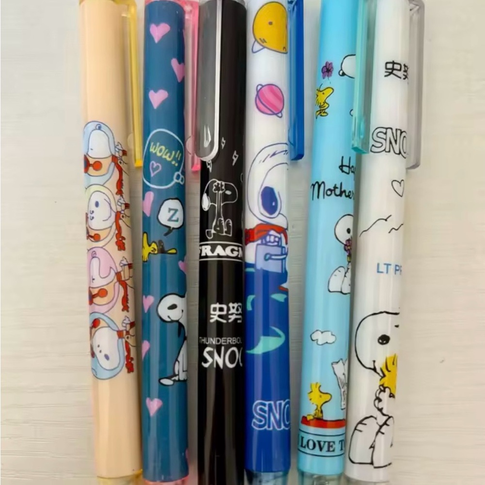 Snoopy Themed Gel Pens Set - Blue, Black, White